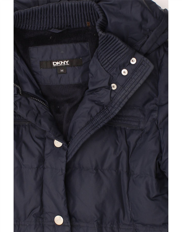 DKNY Womens Hooded Padded Coat UK 12 Medium Navy Blue Nylon Vintage Dkny and Second-Hand Dkny from Messina Hembry 