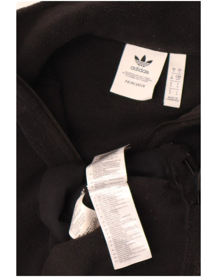 Maglione in pile Adidas da uomo con zip e collo piccolo in poliestere nero