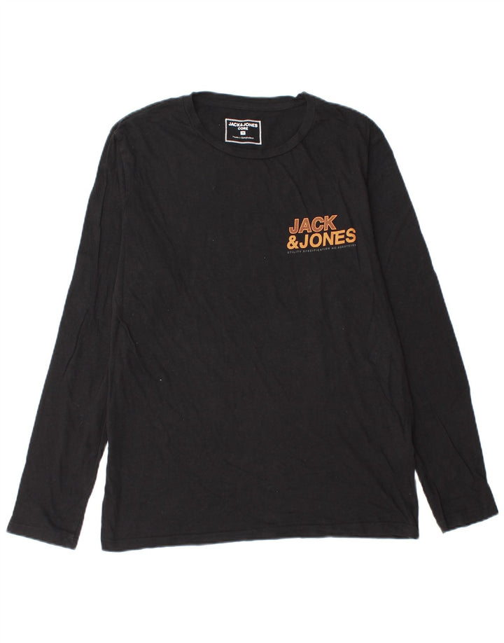 Jack & Jones Top grafico da uomo a maniche lunghe in cotone nero medio
