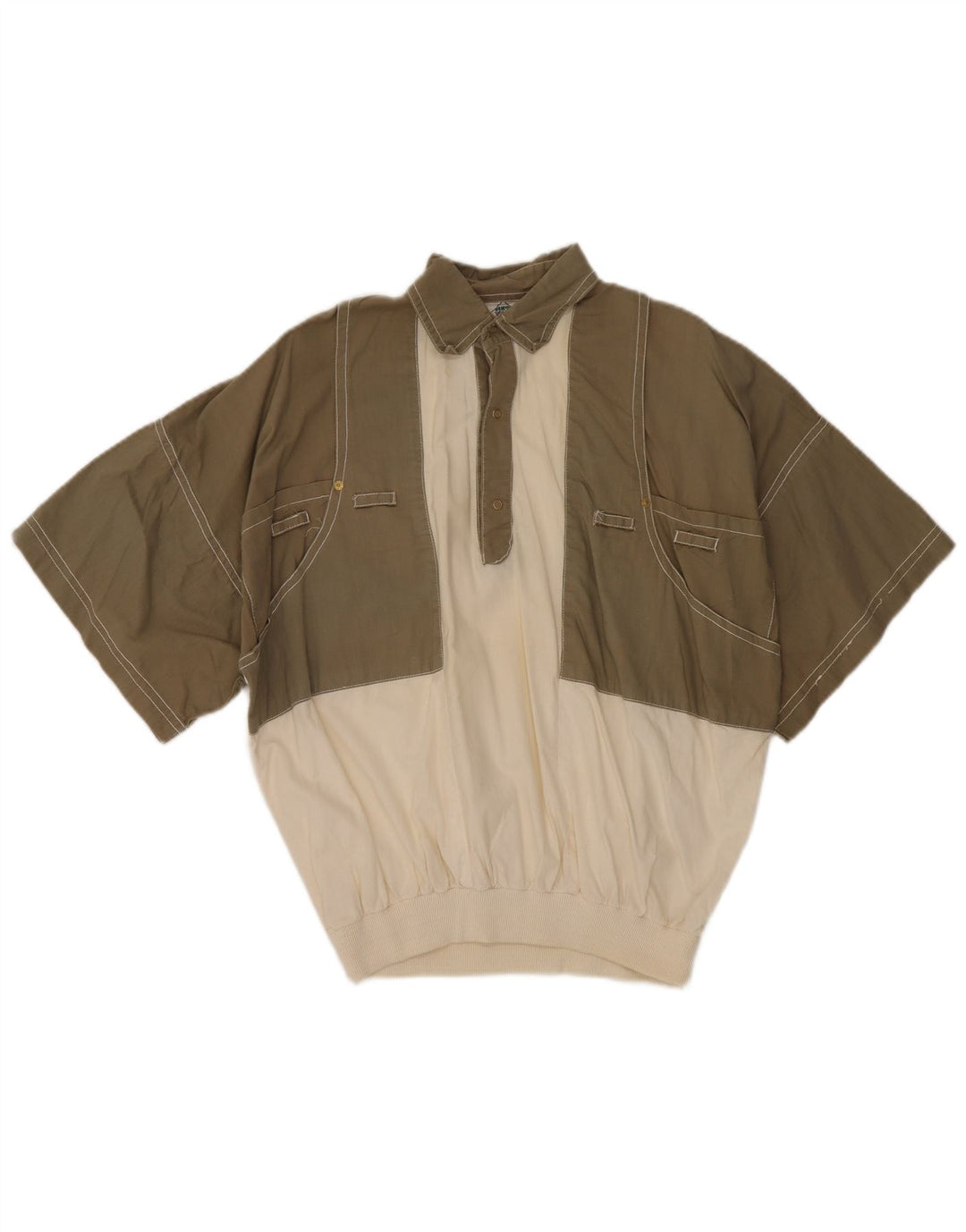 Nuova camicia pullover a maniche corte da uomo Fast EU 48/50 color kaki medio