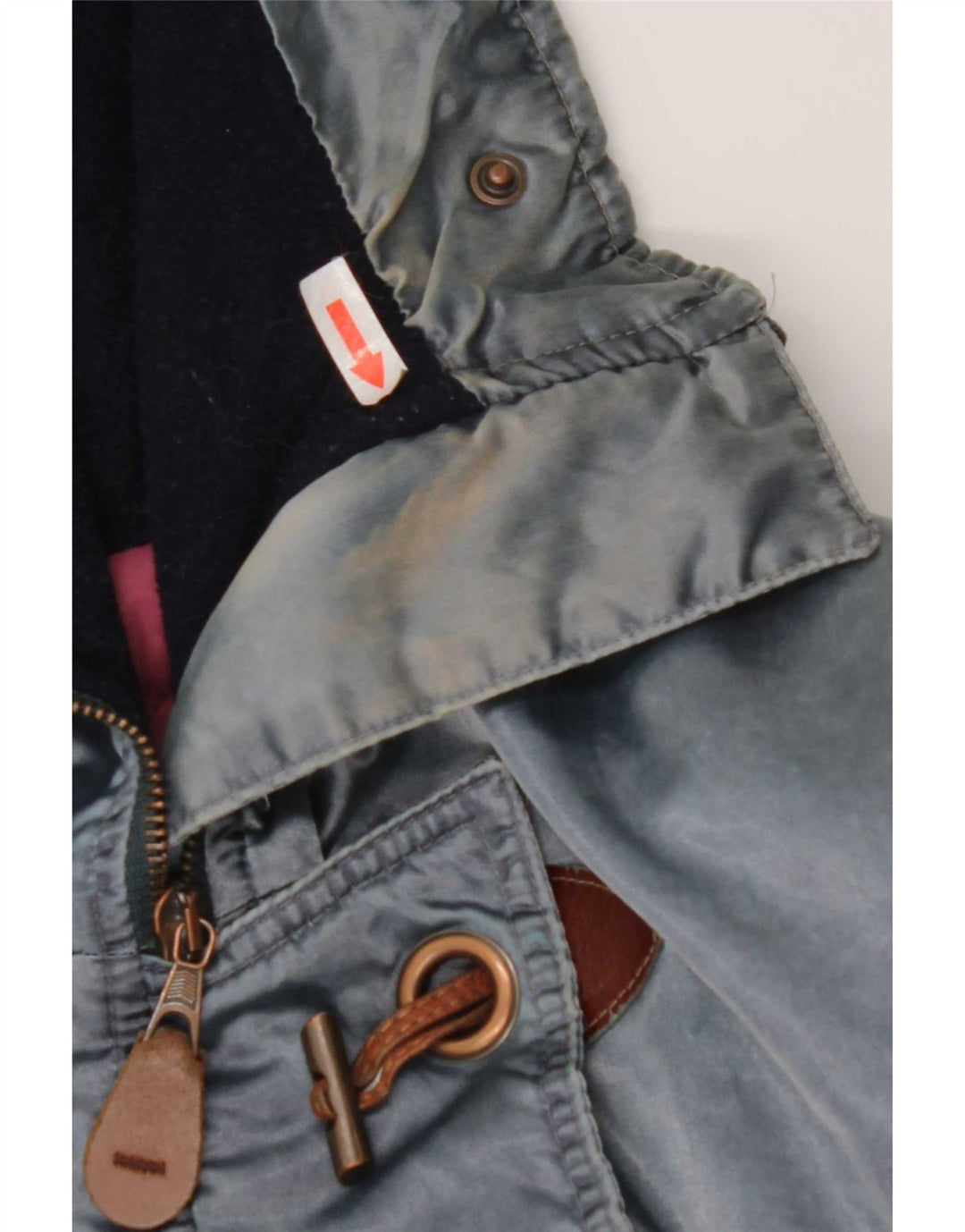 Giacca a vento oversize con cappuccio da donna vintage IT 44 blu medio