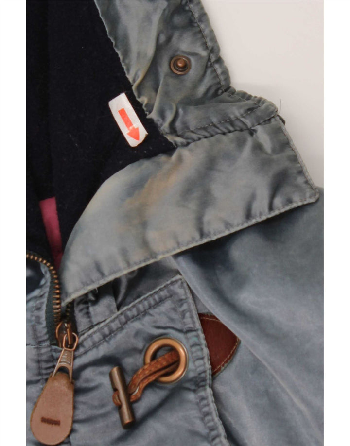 Giacca a vento oversize con cappuccio da donna vintage IT 44 blu medio