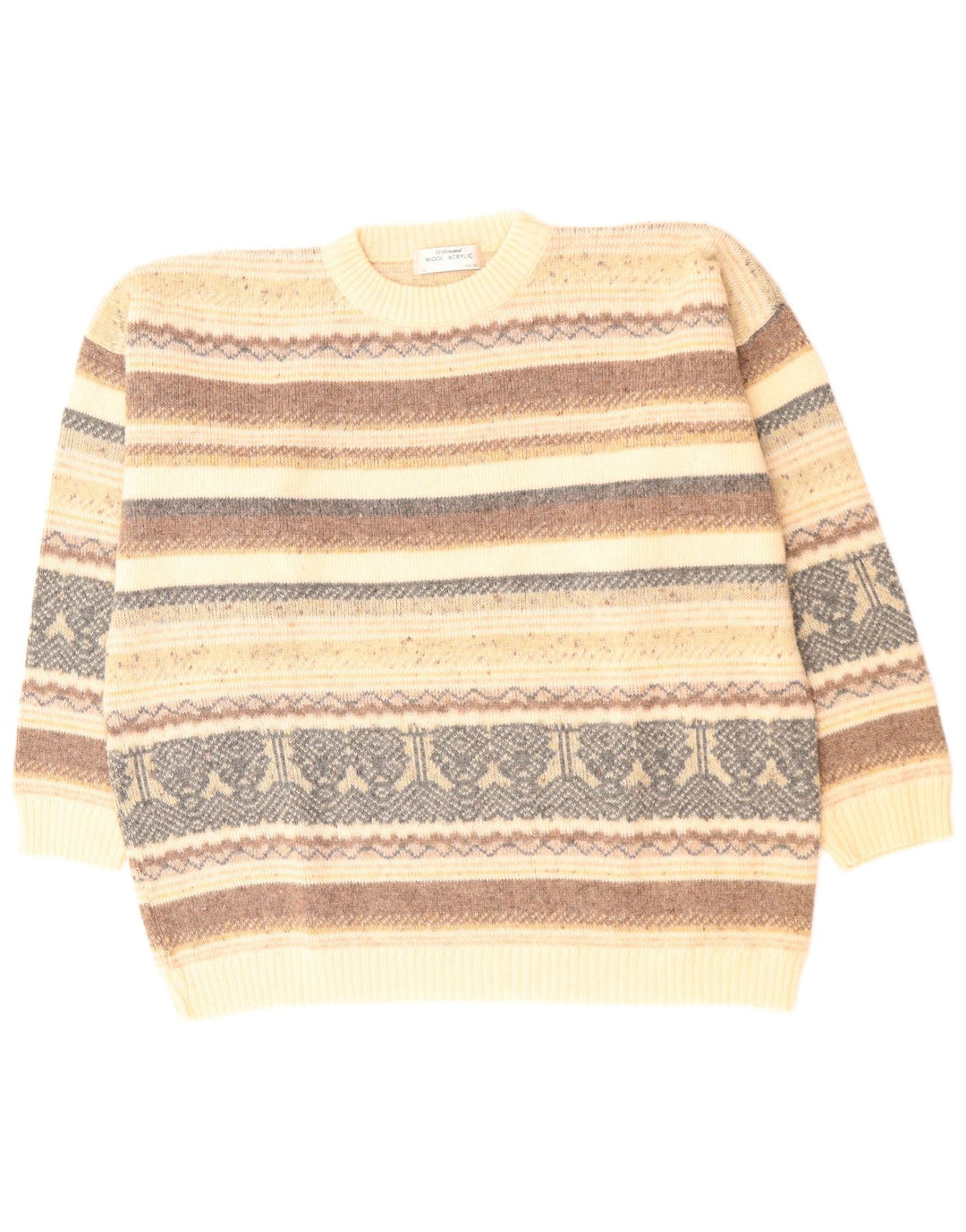 ST. BERNARD Maglione girocollo da uomo taglia 44/46 XL Beige Fair Isle