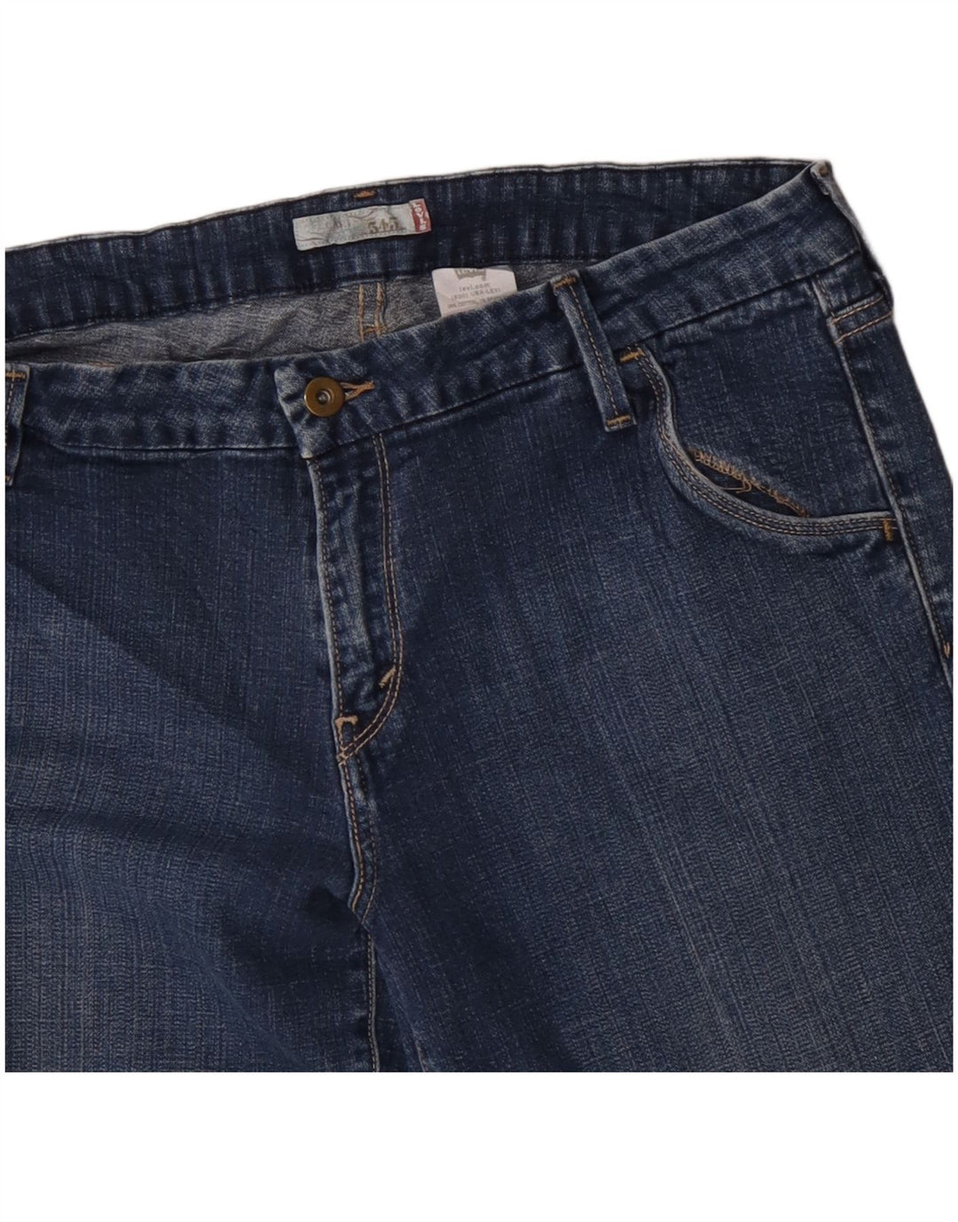 Levi's Donna 545 Capri Jeans US 14 XL W36 L18 Blu Cotone