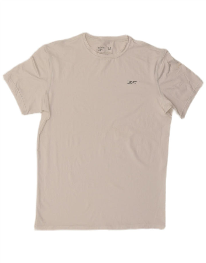 T-shirt Reebok da uomo Top in poliestere bianco medio
