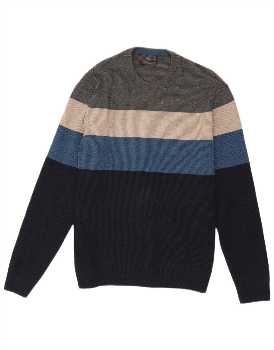 Maglione da uomo Marks & Spencer girocollo taglia grande a righe multicolore