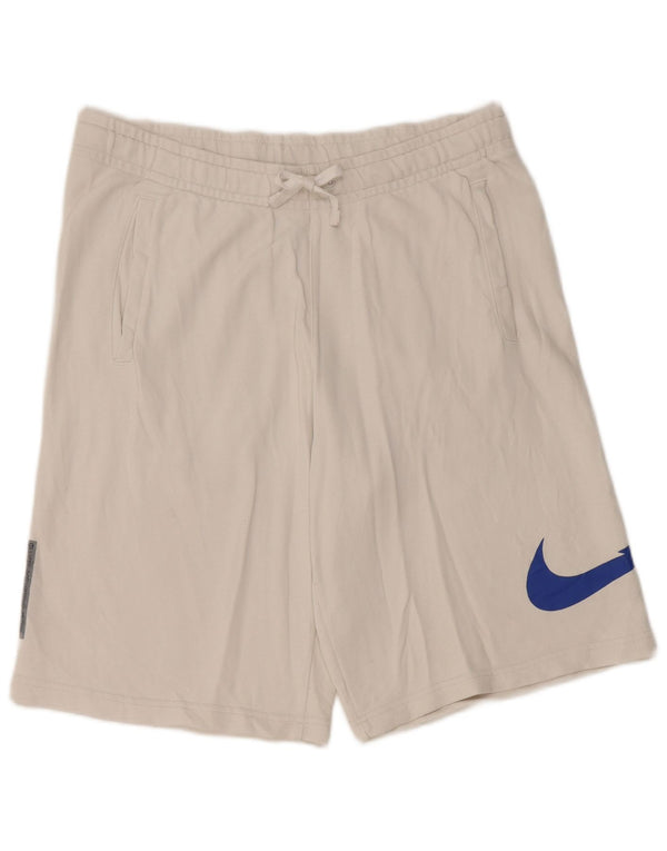 NIKE Mens Swoosh Graphic Standard Fit Sport Shorts Large  White Cotton