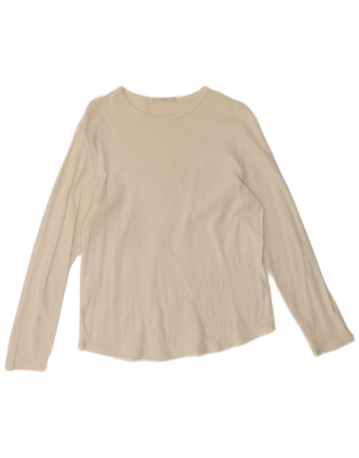 Marks & Spencer Top da donna a maniche lunghe UK 16 Large Beige Cotton