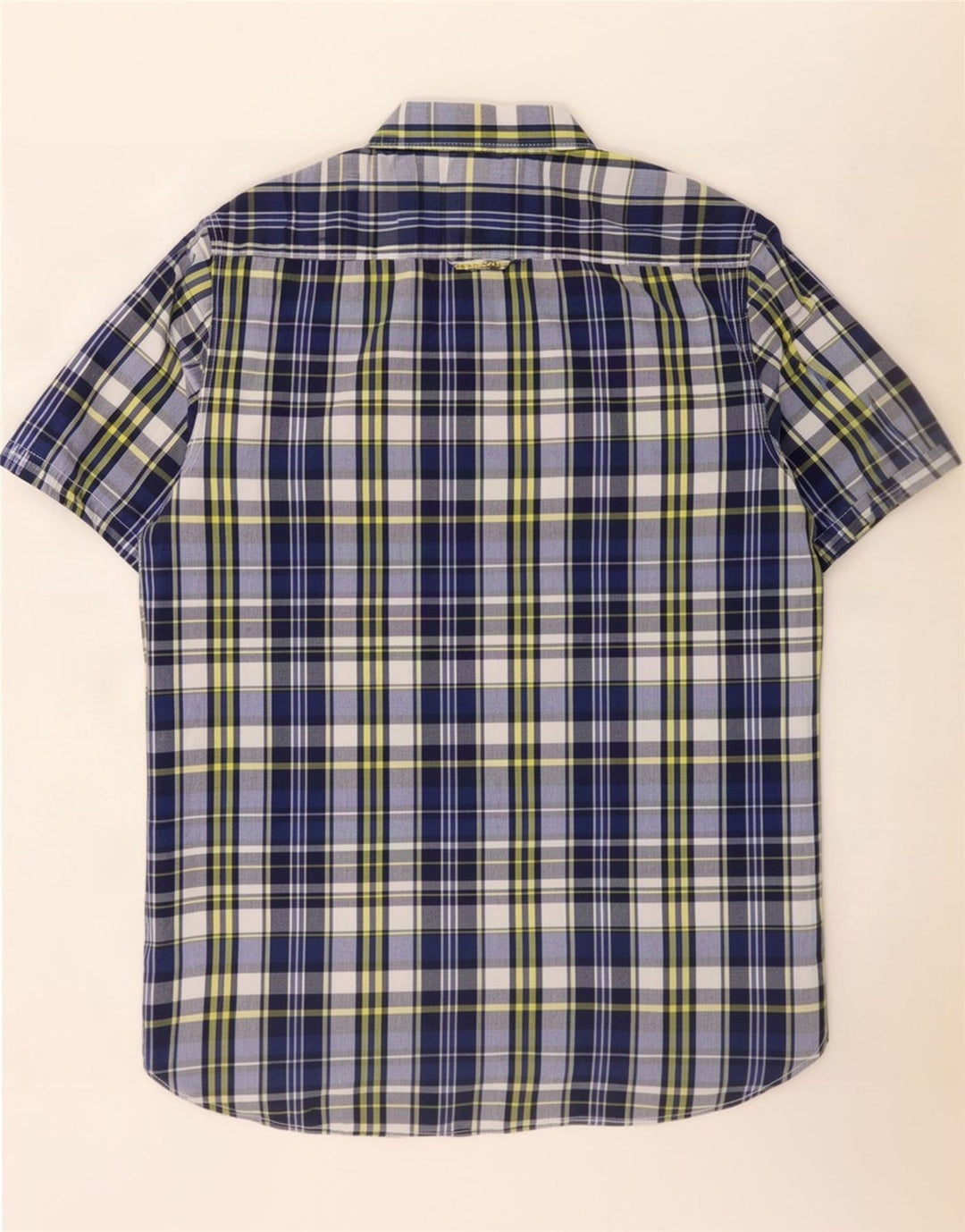 Camicia a maniche corte da uomo Superdry in cotone a quadri blu grandi