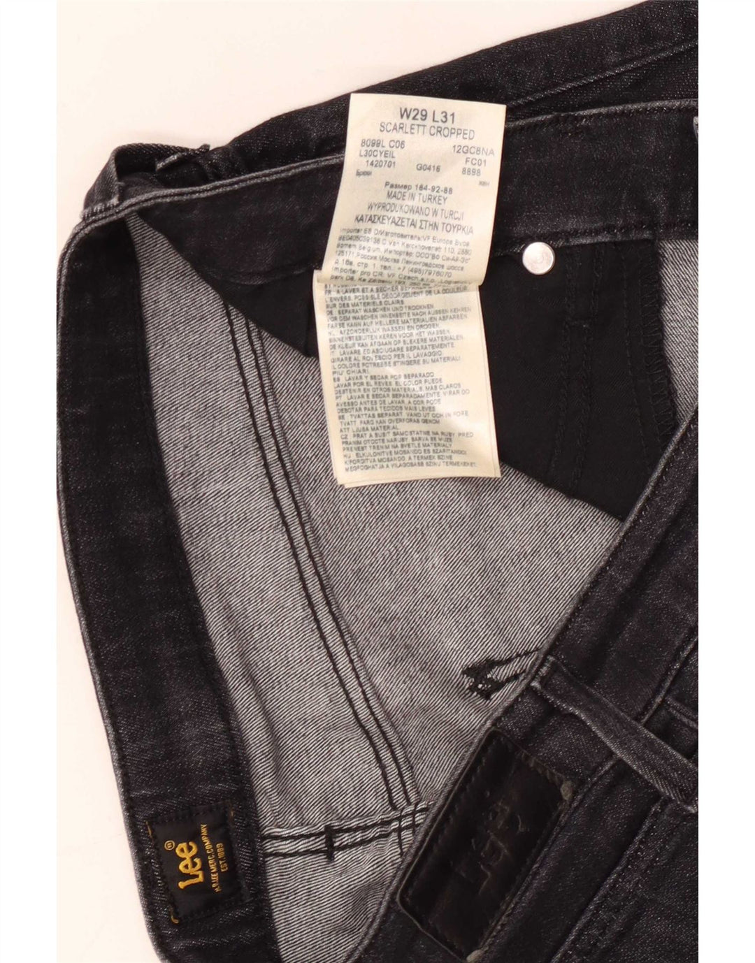 Jeans corti Lee Scarlett da donna W29 L26 cotone nero