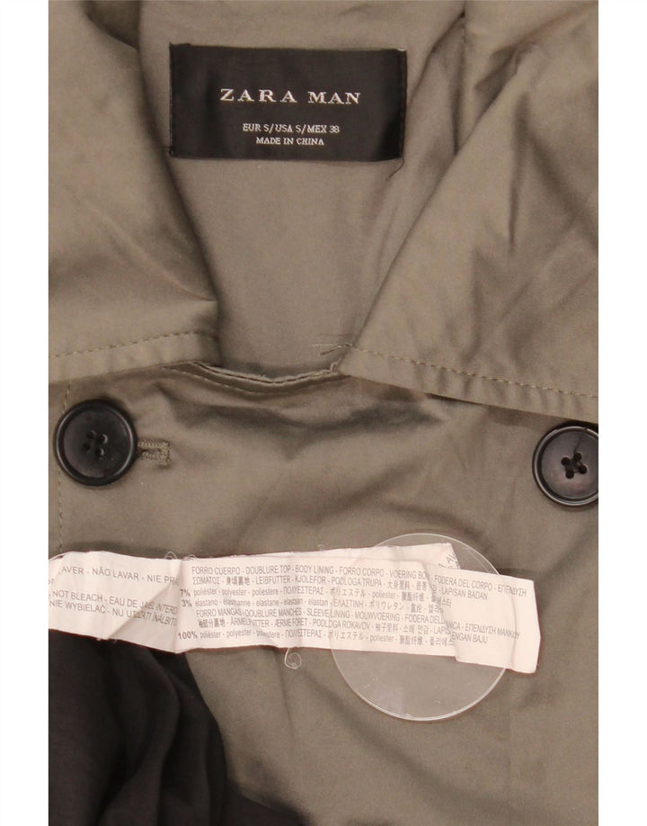 Trench da uomo Zara UK 36 piccolo poliestere kaki