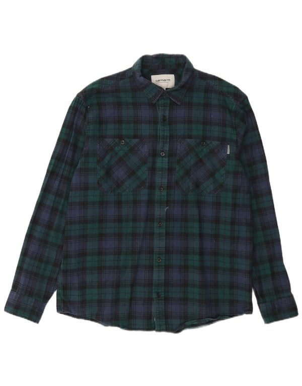 Camicia da uomo in flanella Carhartt in cotone scozzese verde medio