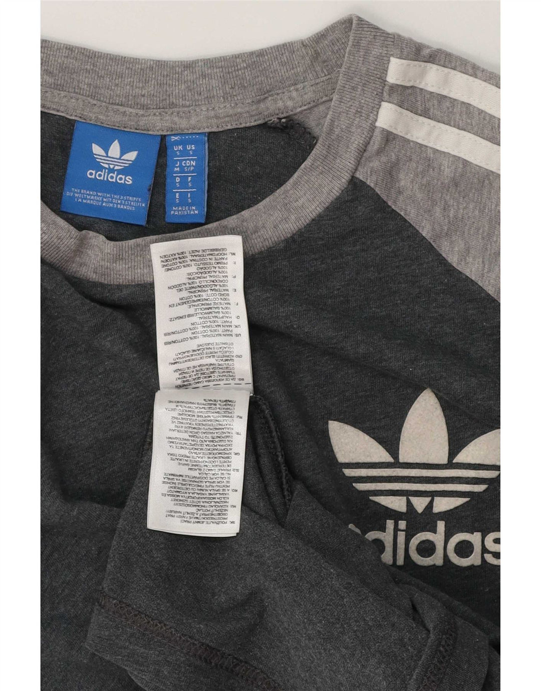 T-shirt Adidas da uomo Top Small in cotone color block grigio
