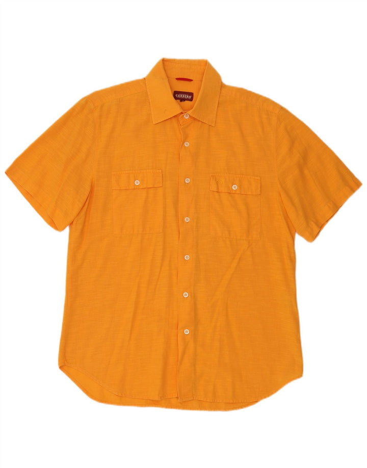 Camicia a maniche corte da uomo Carrera grande in cotone screziato arancione