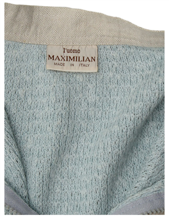 Maglione cardigan con zip intera da uomo Maximilian, grande blocco di colore blu