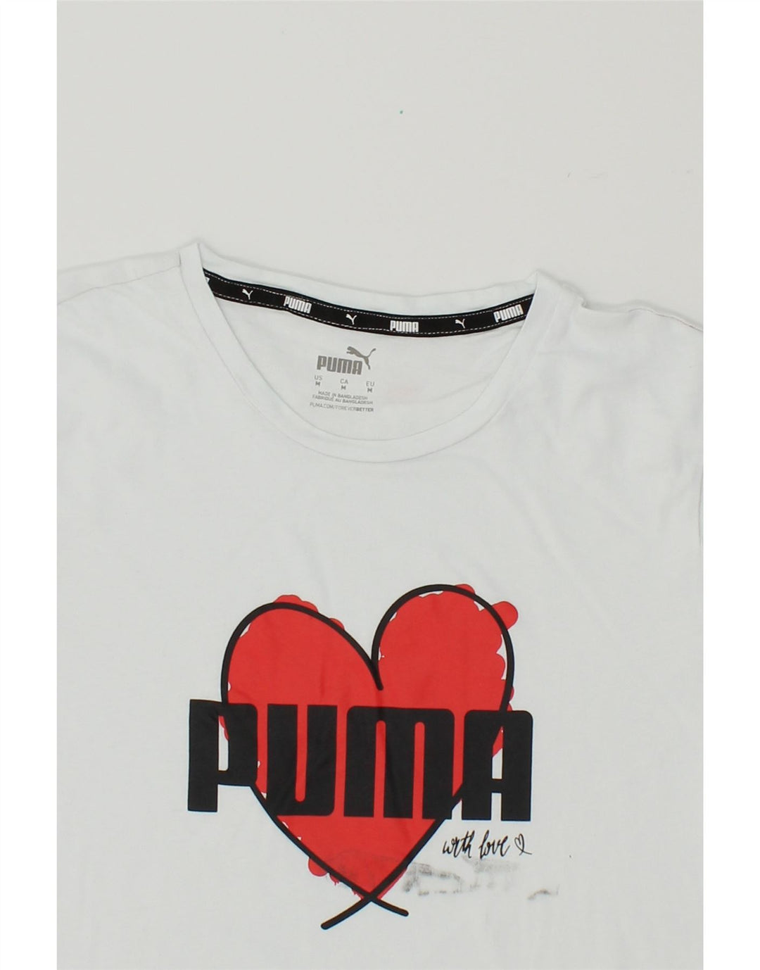 PUMA Womens Graphic T-Shirt Top UK 12 Medium White Vintage Puma and Second-Hand Puma from Messina Hembry 