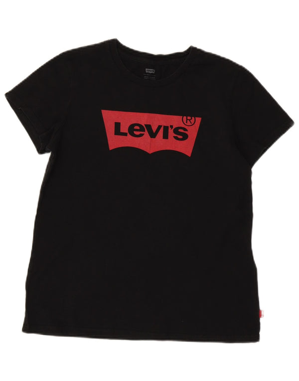 T-shirt grafica da donna Levi's Top UK 10 piccola in cotone nero
