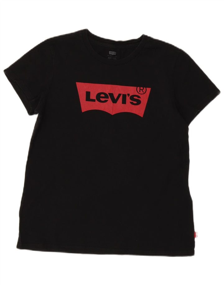 T-shirt grafica da donna Levi's Top UK 10 piccola in cotone nero