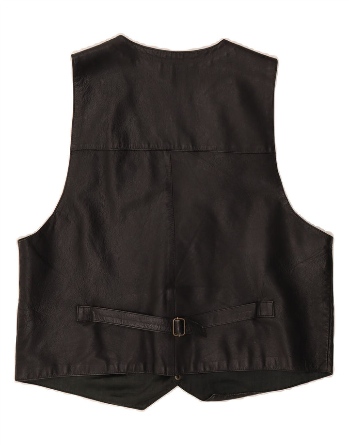 VINTAGE Mens Leather Waistcoat Large Black Leather Vintage Vintage and Second-Hand Vintage from Messina Hembry 