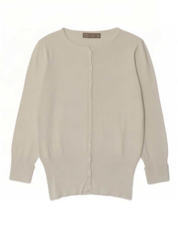 Maglione cardigan da donna Zara UK 12 viscosa bianca media