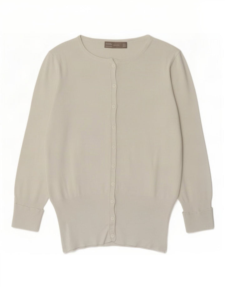 Maglione cardigan da donna Zara UK 12 viscosa bianca media