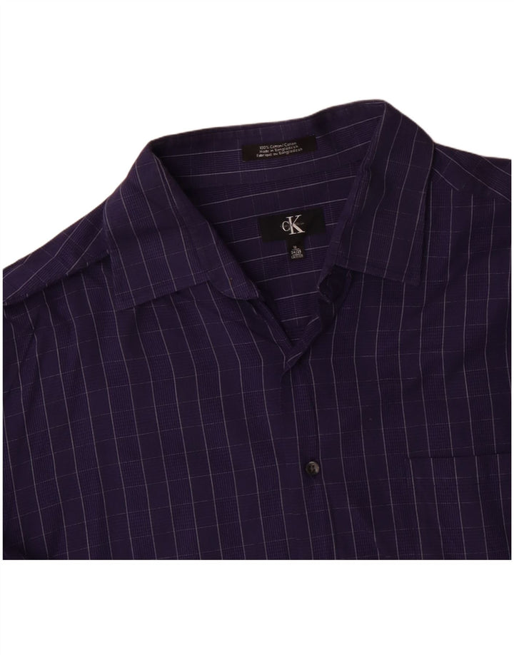 CALVIN KLEIN Camicia da uomo Taglia 18 2XL Cotone a quadri viola