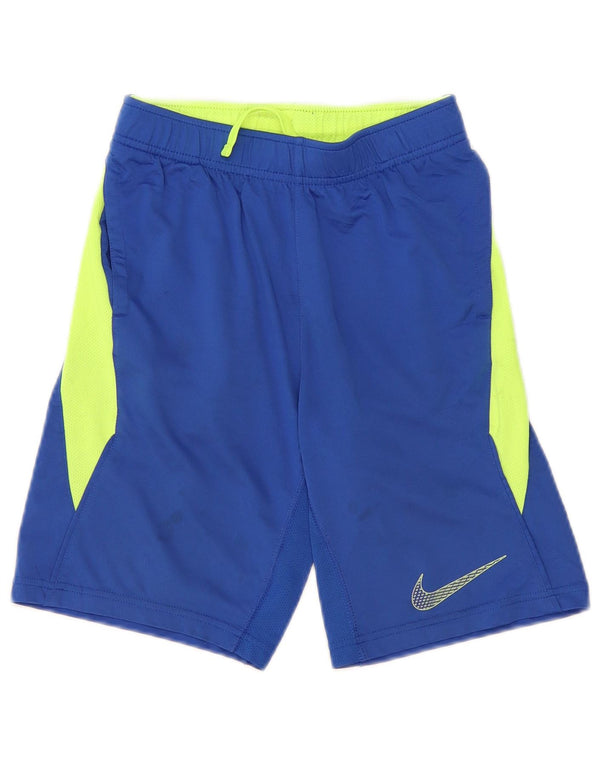 Pantaloncini sportivi Nike da ragazzo Dri Fit 8-9 anni Small Blu Colourblock in poliestere
