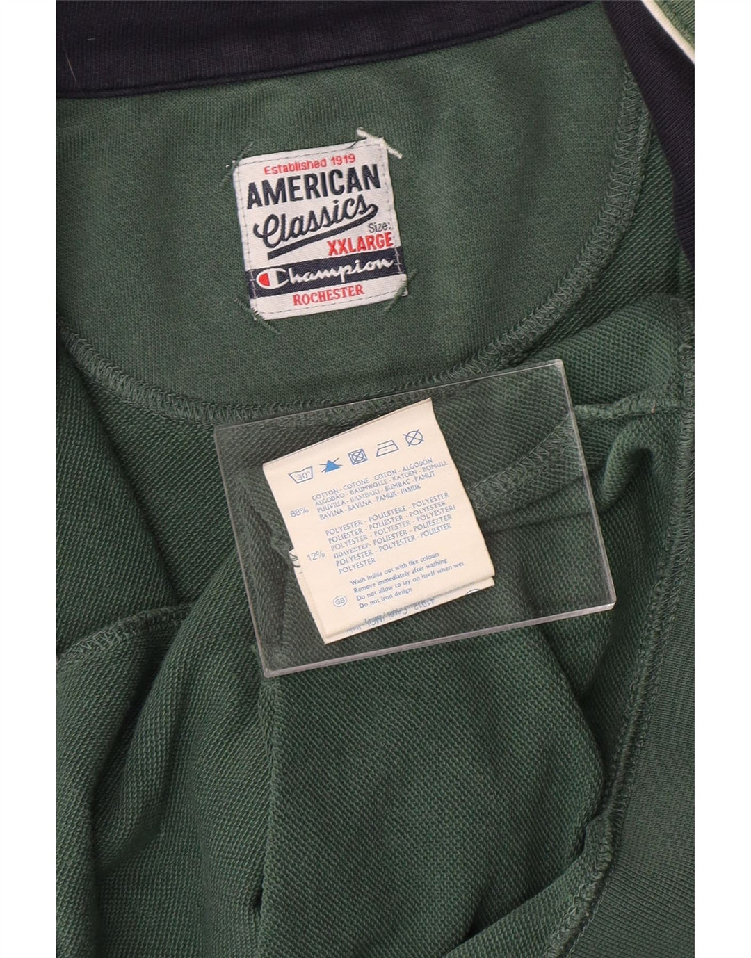 CHAMPION Mens Tracksuit Top Jacket 2XL Green Cotton
