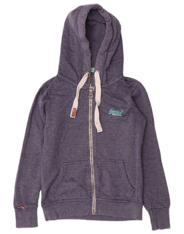 Maglione con cappuccio e zip oversize da donna Superdry UK 6 XS cotone chiazzato blu