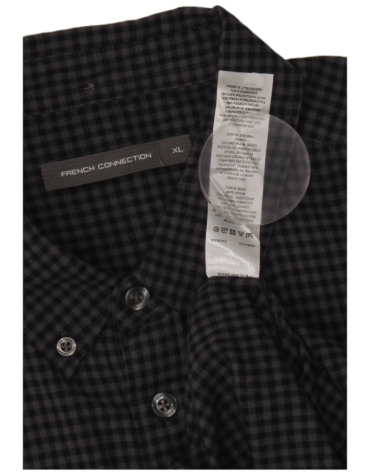 Camicia da uomo French Connection XL in cotone a quadretti blu navy