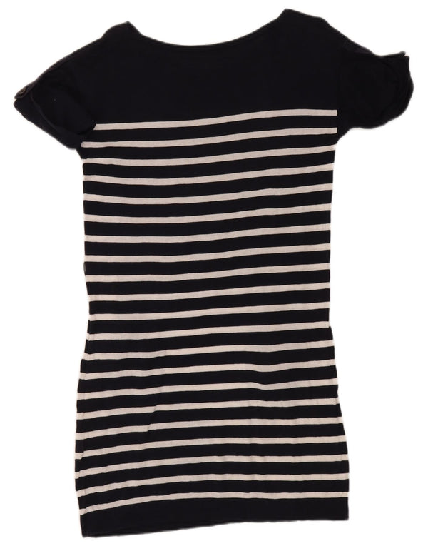 Massimo Dutti Abito T-shirt da donna UK 12 Medio Cotone a righe blu navy