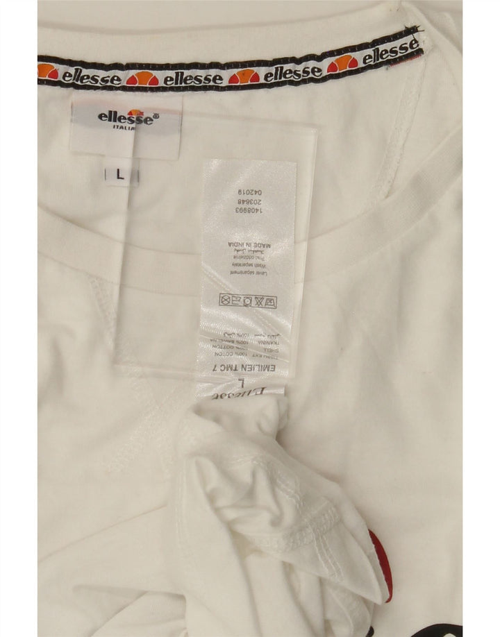 ELLESSE Mens Graphic T-Shirt Top Large White Cotton Vintage Ellesse and Second-Hand Ellesse from Messina Hembry 