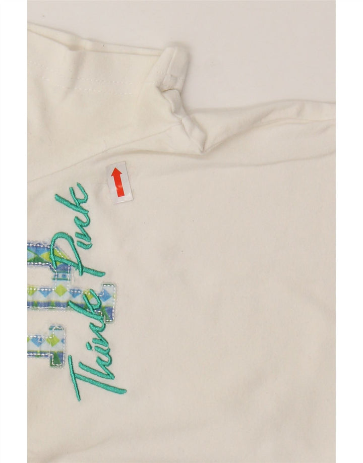 THINK PINK Polo grafica da donna UK 8 piccola in cotone bianco