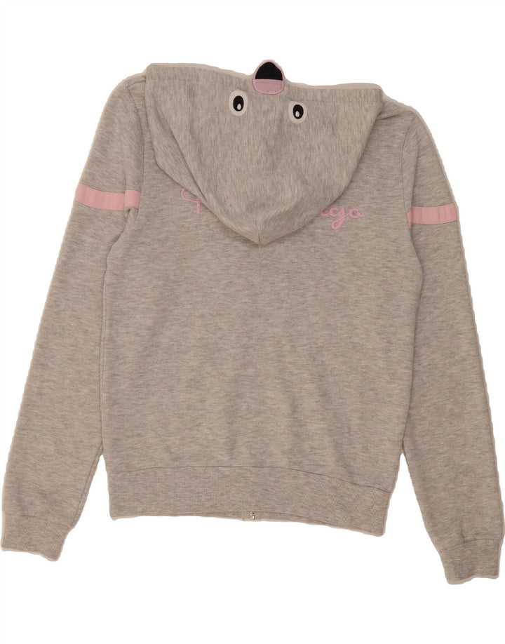 SUBDUED Womens Zip Hoodie Sweater UK 14 Medium Grey Colourblock Cotton Vintage Subdued and Second-Hand Subdued from Messina Hembry 