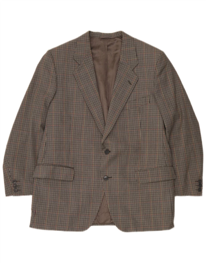 Giacca blazer vintage da uomo a 2 bottoni UK 38 pied de poule grigio medio