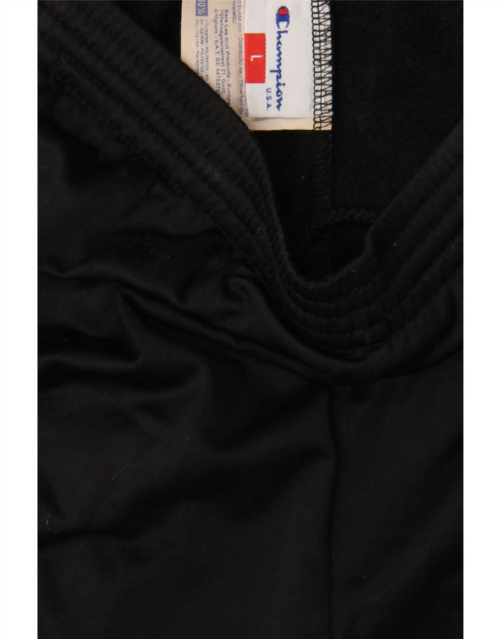 CHAMPION Mens Graphic Tracksuit Trousers Large Black Polyester Vintage Champion and Second-Hand Champion from Messina Hembry 