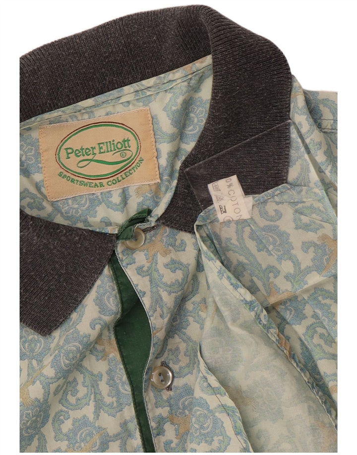 Camicia pullover a maniche corte da uomo Peter Elliot in cotone floreale blu medio
