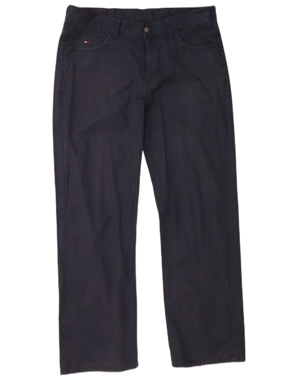 Pantaloni casual dritti da uomo Tommy Hilfiger W36 L32 cotone blu navy
