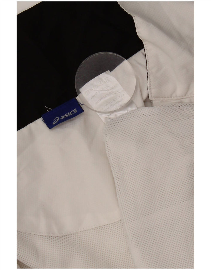 Giacca da ginnastica da uomo Asics, giacca in poliestere color block bianco medio