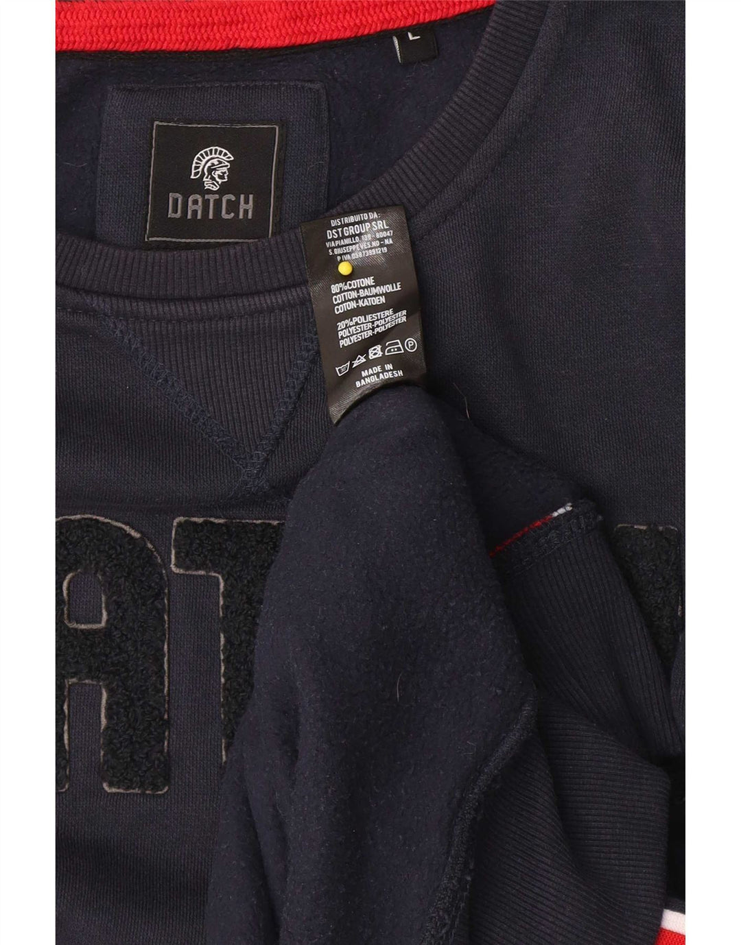 Felpa grafica da uomo Datch, maglione grande, cotone blu navy
