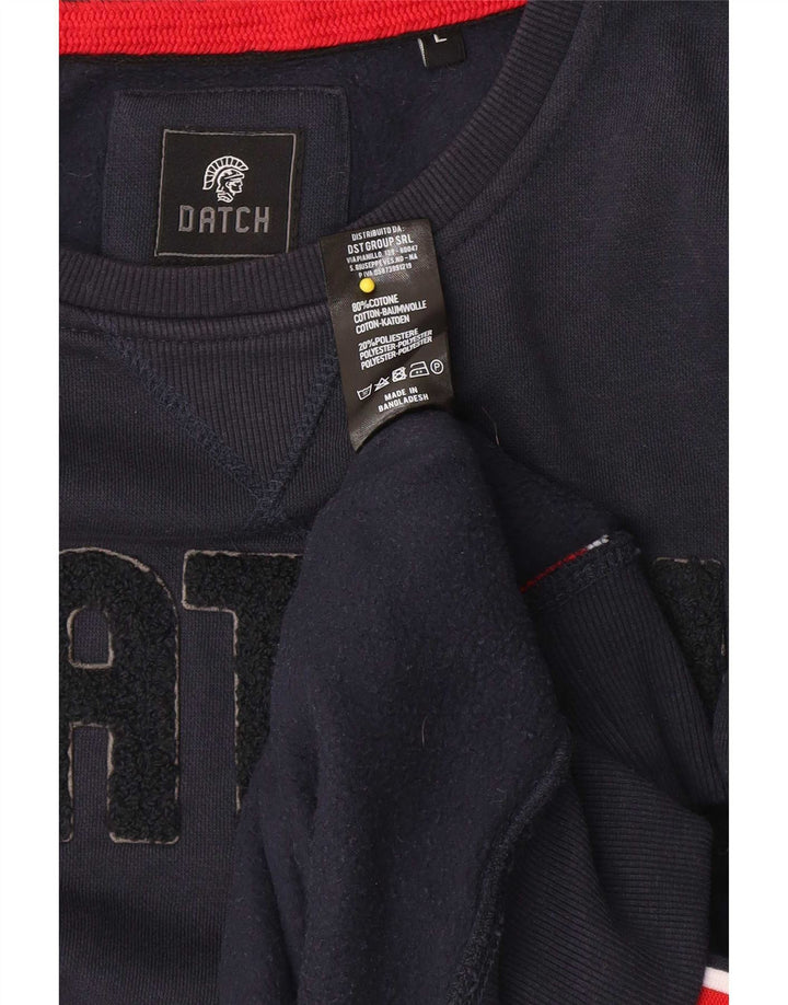 Felpa grafica da uomo Datch, maglione grande, cotone blu navy