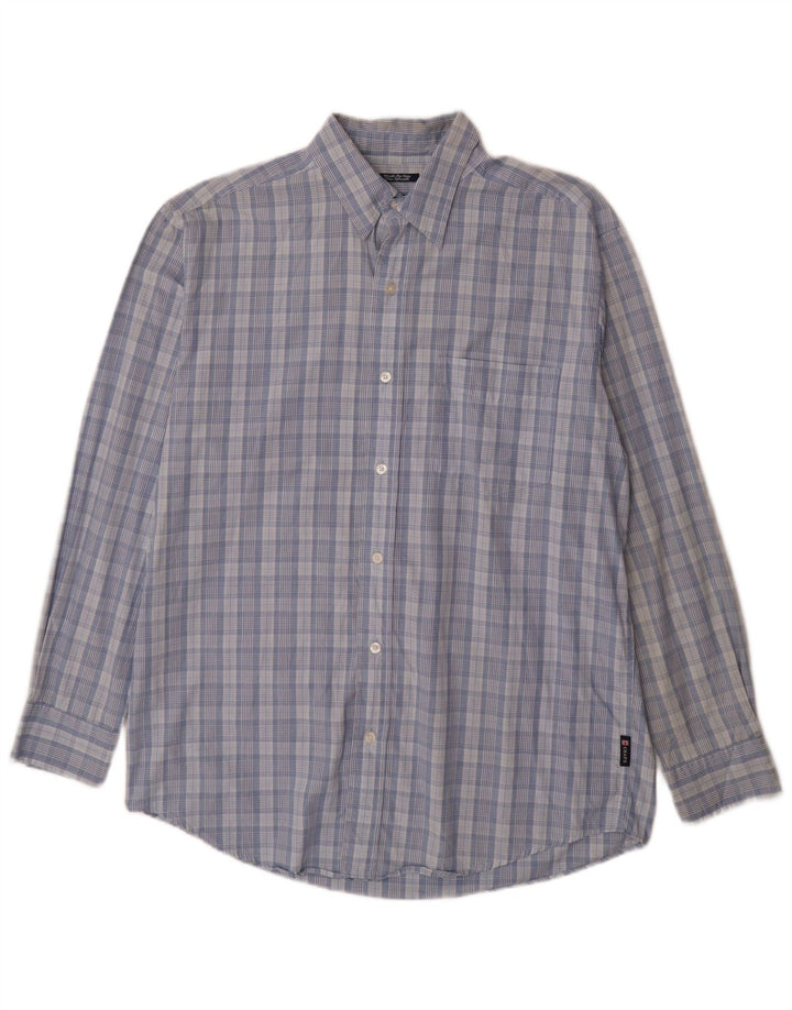 Camicia da uomo Chaps in cotone a quadri blu medio