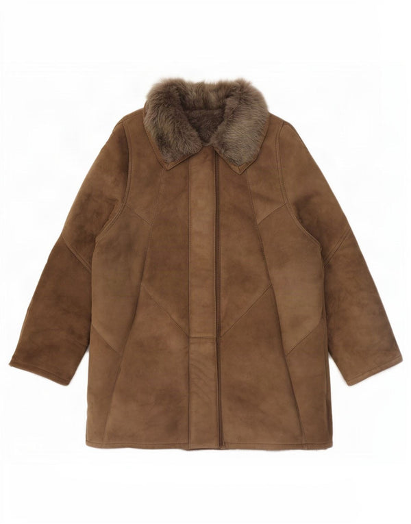 Giacca in shearling vintage da donna EU 46 XL Marrone