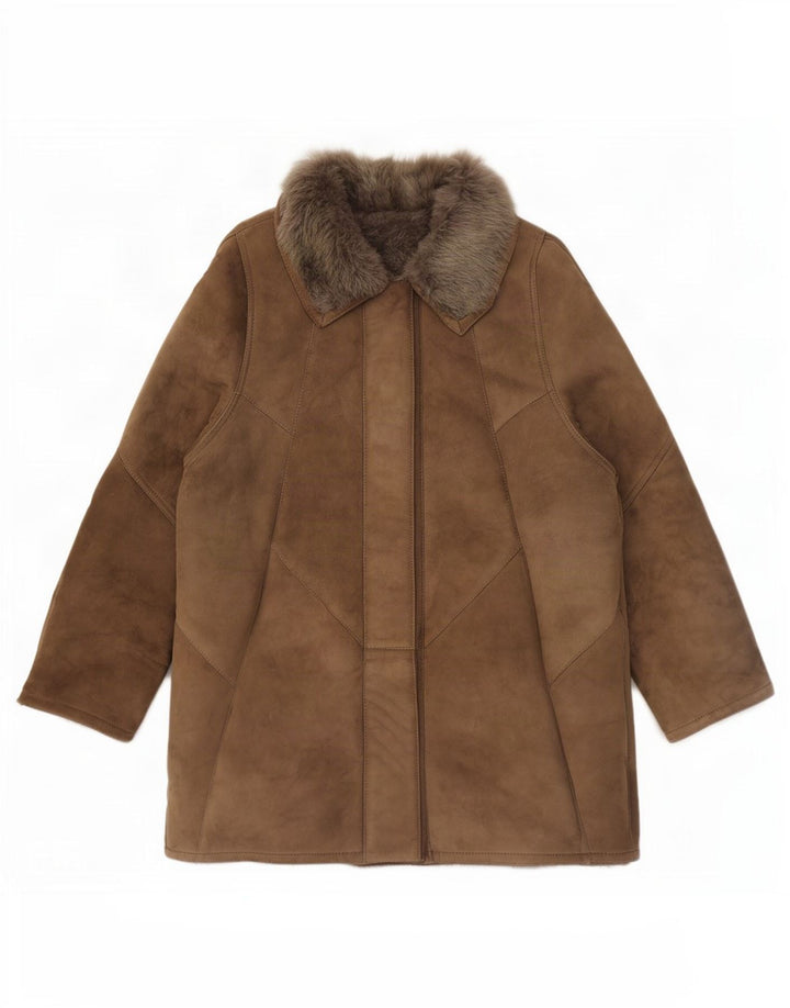 Giacca in shearling vintage da donna EU 46 XL Marrone