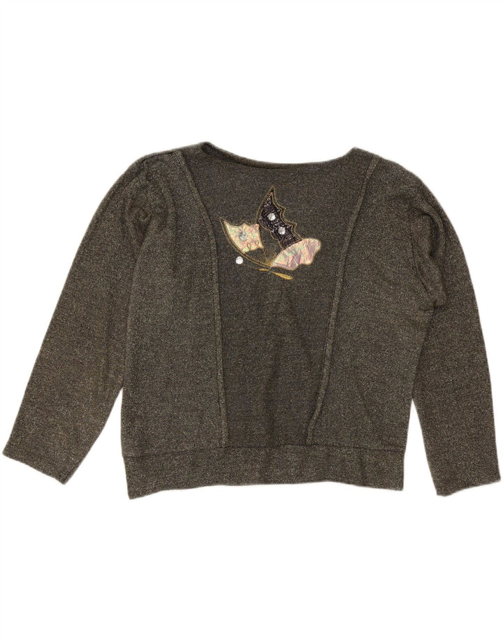 Felpa con grafica oversize da donna VINTAGE UK 10 piccola grigia