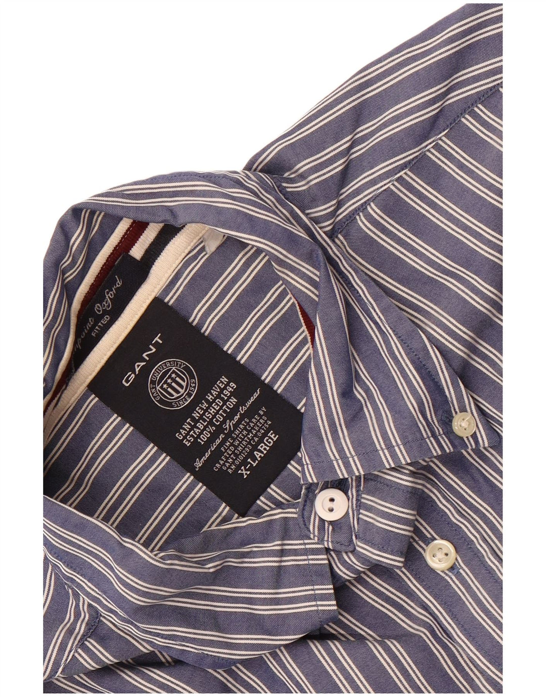 Camicia aderente da uomo Gant XL in cotone gessato blu navy