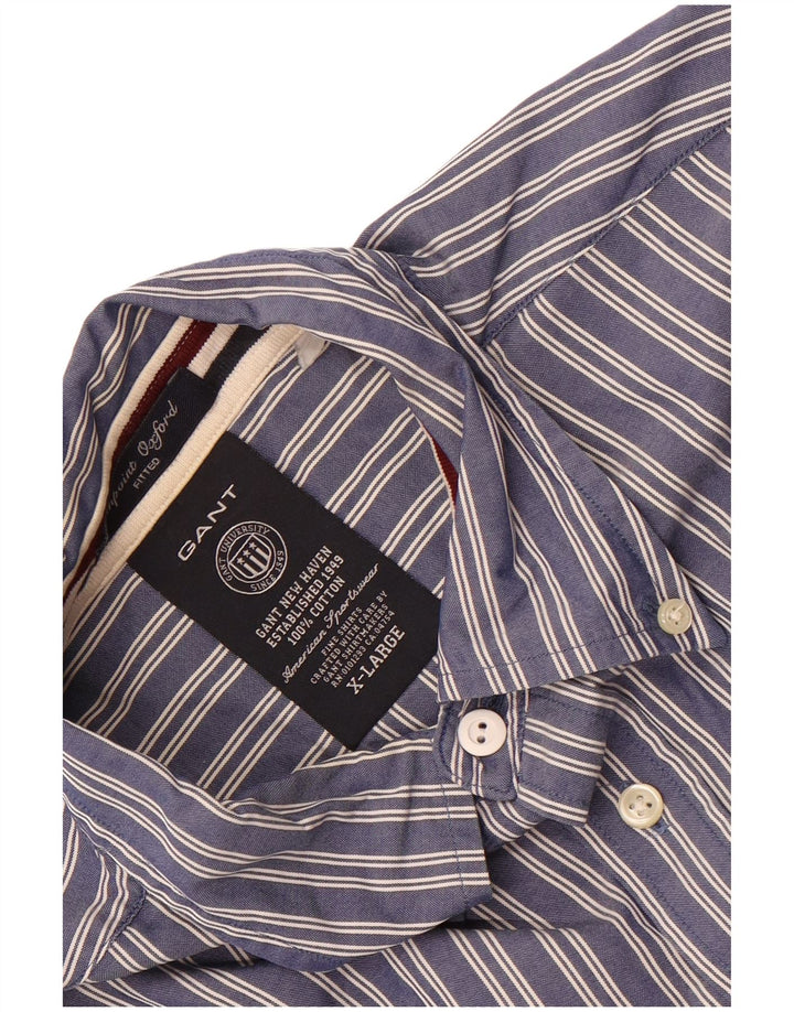 Camicia aderente da uomo Gant XL in cotone gessato blu navy