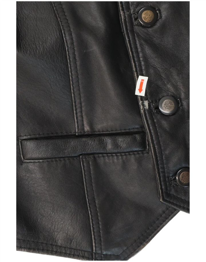Gilet in pelle da uomo vintage medio nero