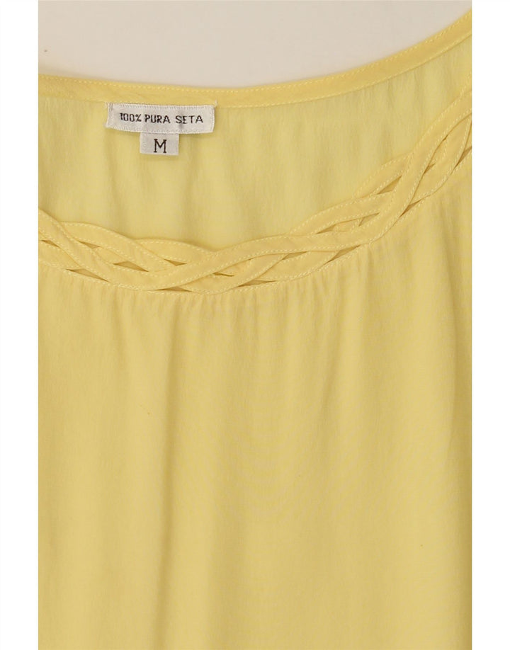 VINTAGE Womens Vest Top UK 12 Medium Yellow Silk Vintage Vintage and Second-Hand Vintage from Messina Hembry 