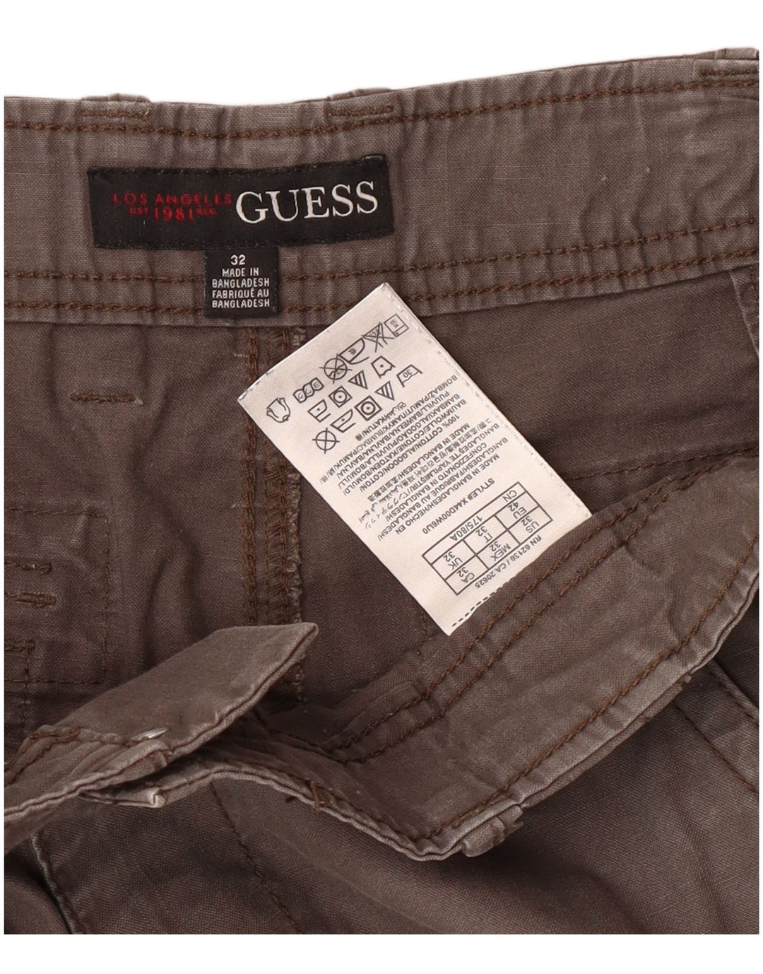 Pantaloncini cargo da uomo Guess W32 in cotone grigio medio